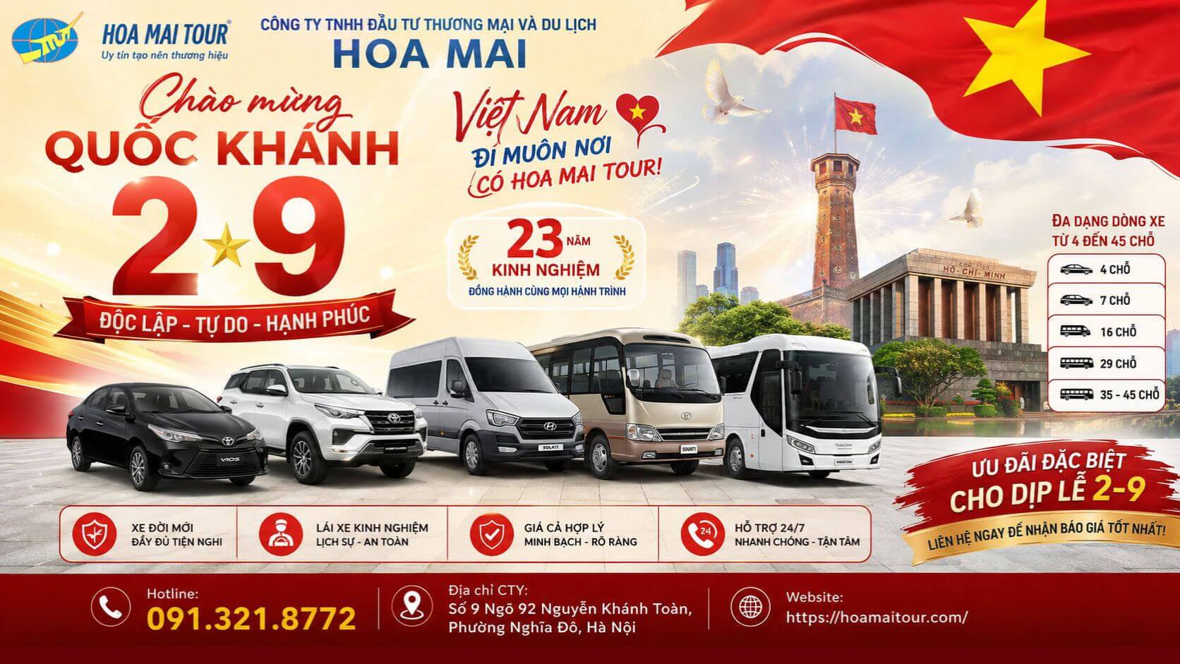 Cho Thuê Xe Ô Tô Dịp 2-9-2026 Tại Hà Nội
