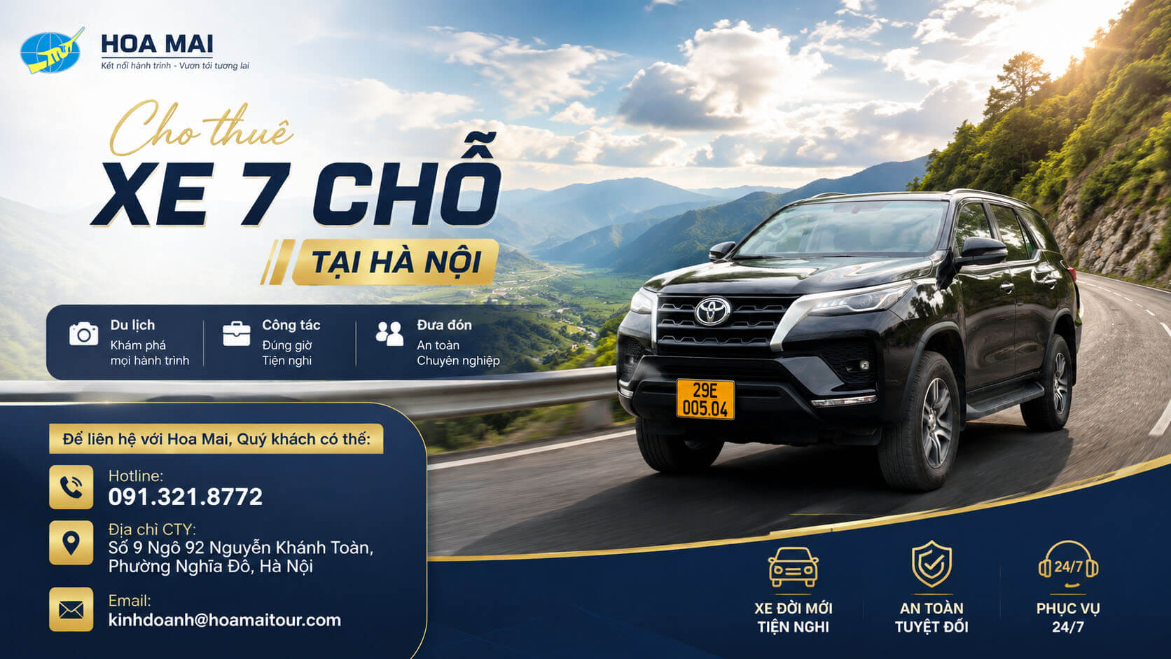 Cho thuê xe 7 chỗ - Uy tín - Có tài xế